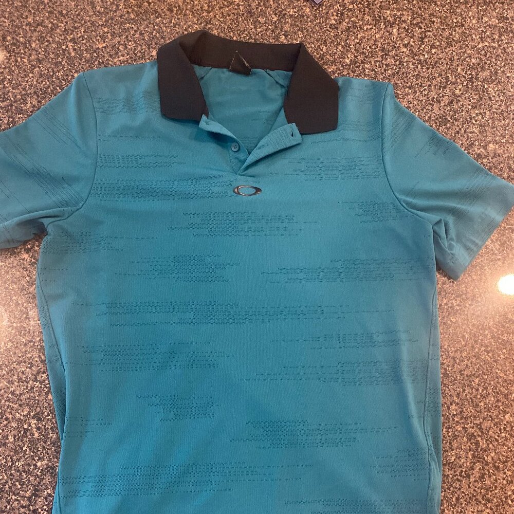 Oakley Teal Golf Polo with Black Collar